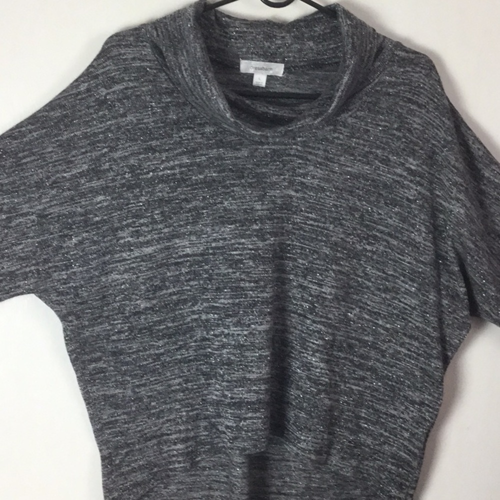 Dress Barn Cow Neck High Low Hem L Sequin Batwing Turtleneck 3/4 Sleeve Winter